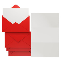 3d render of red romantic letter envelop love concept