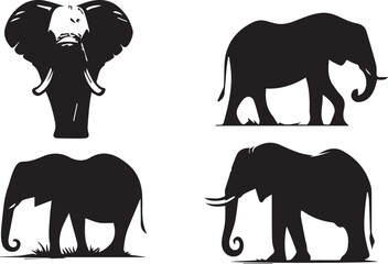 Elephant silhouette vector EPS SET
