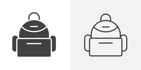 Backpack icon flat and simple set design