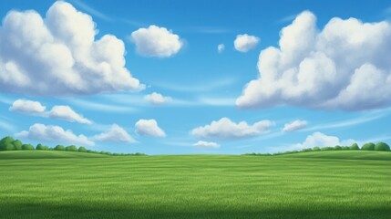 Fototapeta premium a vast green field with shadows of clouds gently moving across it