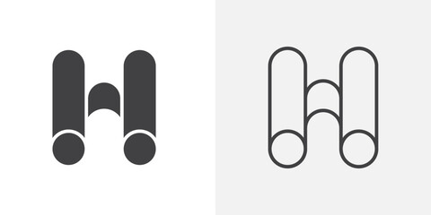 Binocular icon flat and simple set design