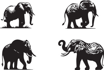 Elephant silhouette vector EPS SET