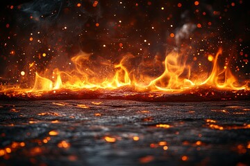 Fiery Embers: A Dramatic, Darkly Lit Fire Scene
