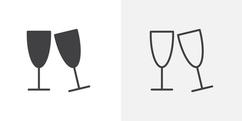 Clinking glass icon flat and simple set design