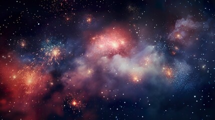 Naklejka premium A photo of fireworks with a space background