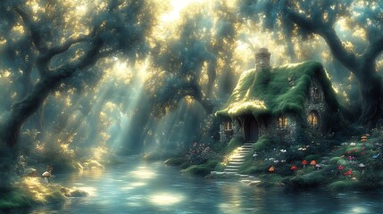 Enchanting Mossy Cottage By A Tranquil Forest Stream