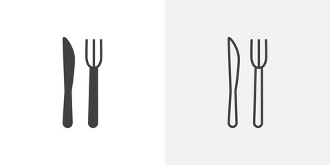 Fork knife icon flat and simple set design