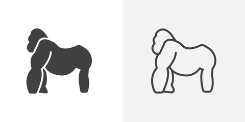 Gorilla icon flat and simple set design