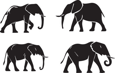 Elephant silhouette vector EPS SET