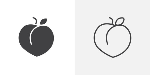 Peach icon flat and simple set design