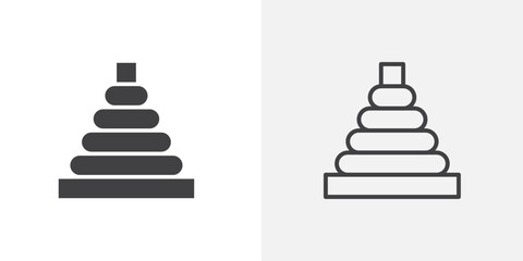 Pyramid rings icon flat and simple set design