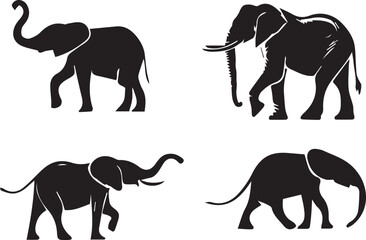 Elephant silhouette vector EPS SET