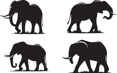 Elephant silhouette vector EPS SET