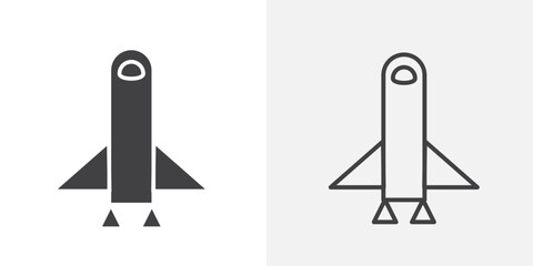 Rocket icon flat and simple set design