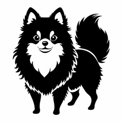 Pomeranian silhouette vector black animal on white background 