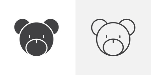 Teddy bear face icon flat and simple set design