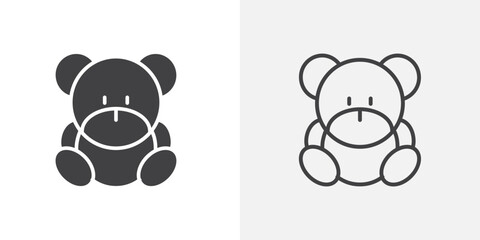 Teddy bear icon flat and simple set design