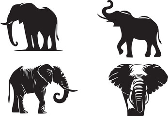 Elephant silhouette vector EPS SET