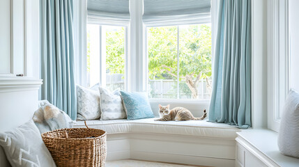 Serene Cat Relaxing on a Cozy Window Seat