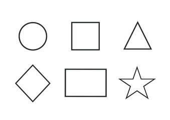 basic geometric figures - coloring book for young children, kindergarten, school, simple print A4 sheet