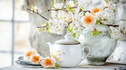 Spring Serenity With Blossoms And Timeless Tea Set