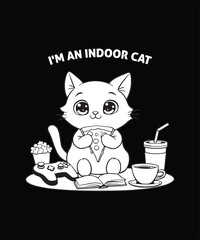 Cute Cartoon Indoor Cat Enjoying Indoor Activities Graphic Design