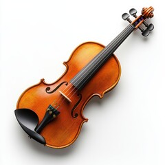 Fototapeta premium Classic wooden violin isolated on white background