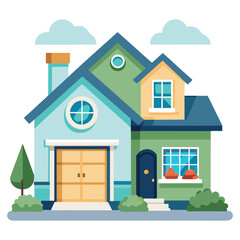 Suburban Family Home Vector Illustration &ndash; Warm and Welcoming Design