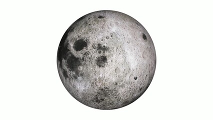 3d realistic rotated moon white background
