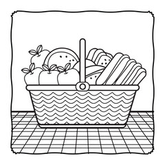 Cute and Cozy Coloring page, Bold and easy Coloring Page, coloring page, line art, black and white image