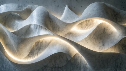 Abstract Marble Wave Texture with Light Accent Elegant Interior Design