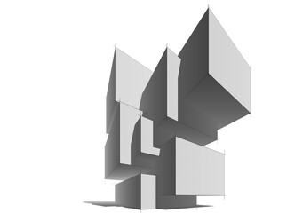 Abstract architecture. Modern building background. 3d concept sketch.