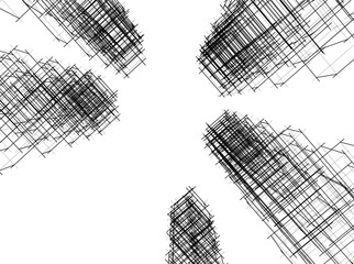 Abstract architecture. Modern building background. 3d concept sketch.