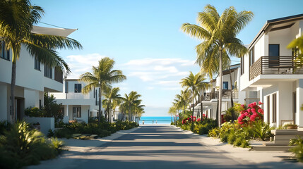 Fototapeta premium Beachfront Modern Houses: Luxury Coastal Living