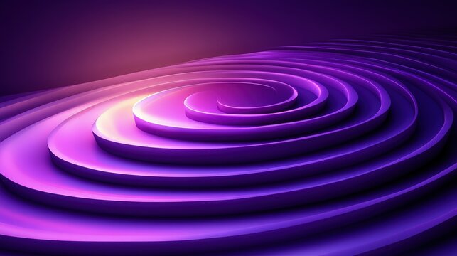 3D concentric rings of neon light radiating outward, leaving the center blank.