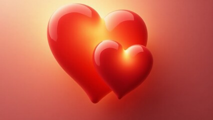 Two glowing hearts intertwined, one larger protecting the smaller. Warm red and gold hues symbolize love, trust, and emotional security in a tender, nurturing visual embrace.