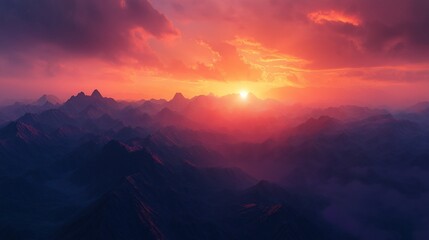 Fototapeta premium sunset over the mountains