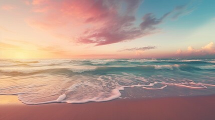 Obraz premium A photo of a beach sunset with pastel-colored skies