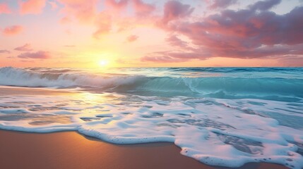 Fototapeta premium A photo of a beach sunset with pastel-colored skies