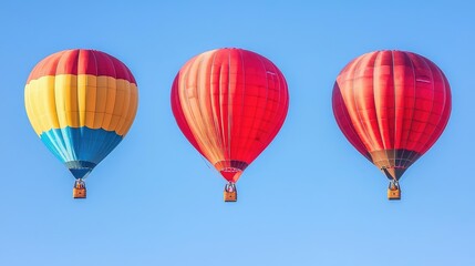 Fototapeta premium Colorful Hot Air Balloons Soaring Against Clear Blue Sky