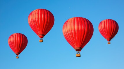 Obraz premium Vibrant Hot Air Balloons Soaring Against Clear Blue Sky