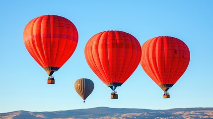 Fototapeta premium Colorful Hot Air Balloons Floating Against a Clear Blue Sky