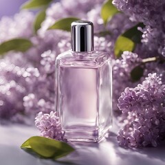 bottle of perfume with flower, perfume mockup