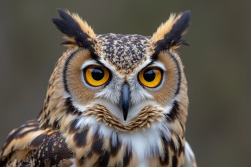 Obraz premium Enigmatic Owl Gaze with Vibrant Eyes