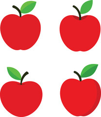 Red Apple with leaf vector illustration