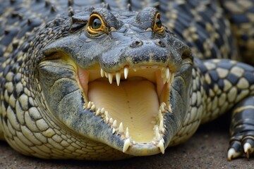 Obraz premium Predatory Power: An Alligator's Open Jaw