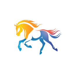 Sleek Horse Logo Design with Flowing Lines in Mid-Gallop