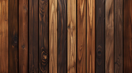 Brown wood texture wall vertical background. Realistic dark striped vector illustration. Wooden planks banner. Parquet board surface. Oak floor.