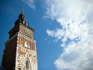 Kraków Town Hall Tower Against Blue Sky (Krakow, Poland) 
