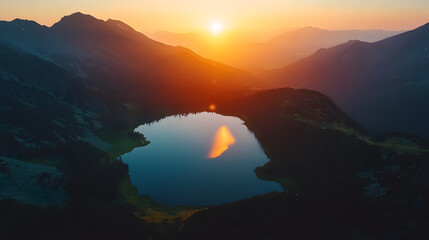 Fototapeta premium Tatra National Park lake in the mountains at dawn in Poland